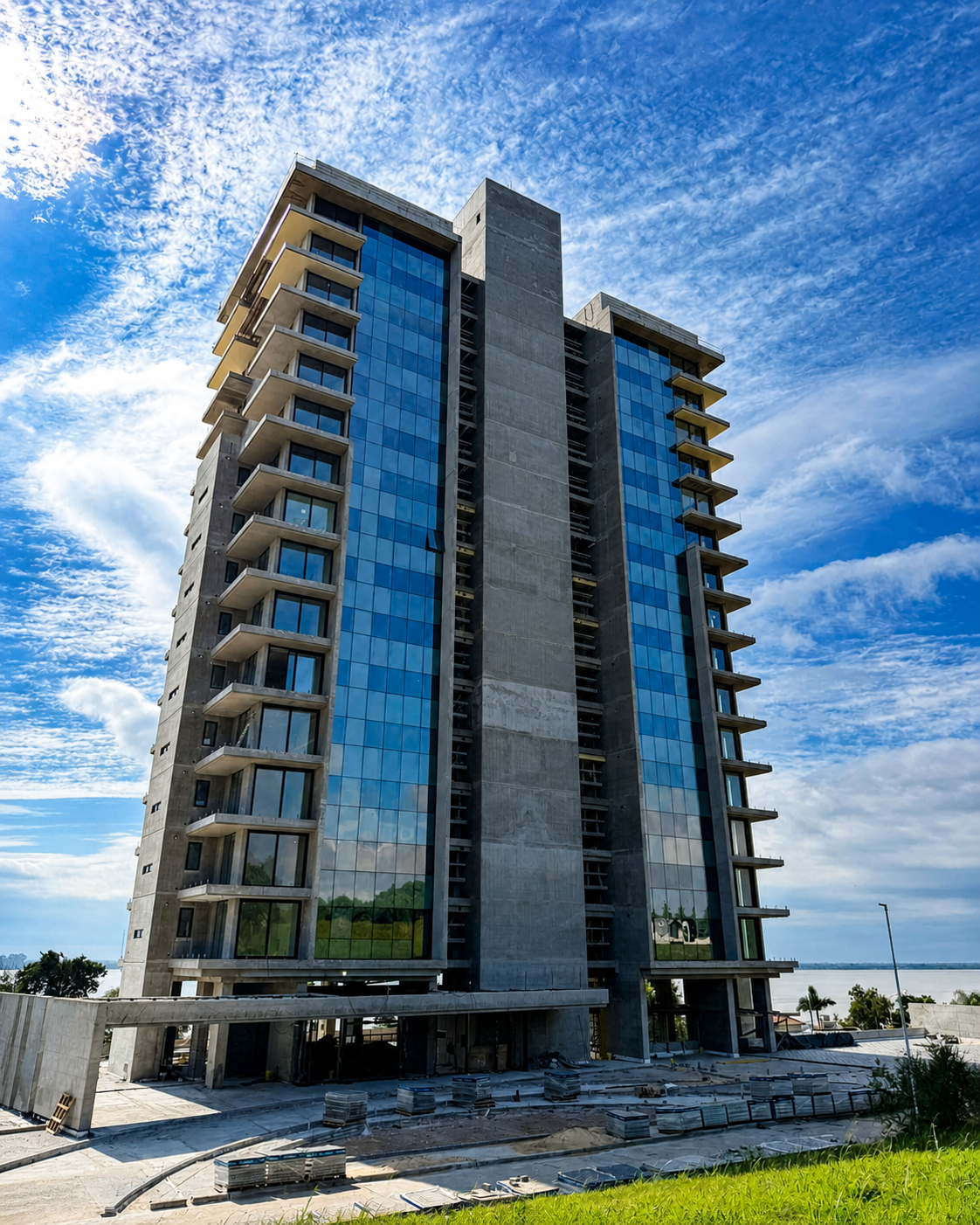 Edificio en altura sobre el río