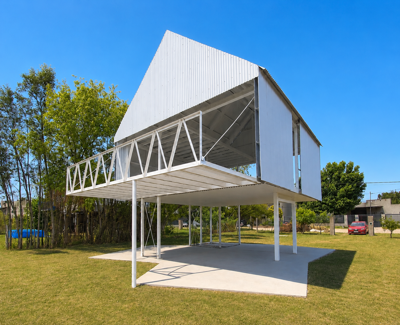 Vivienda con estructura metálica vista